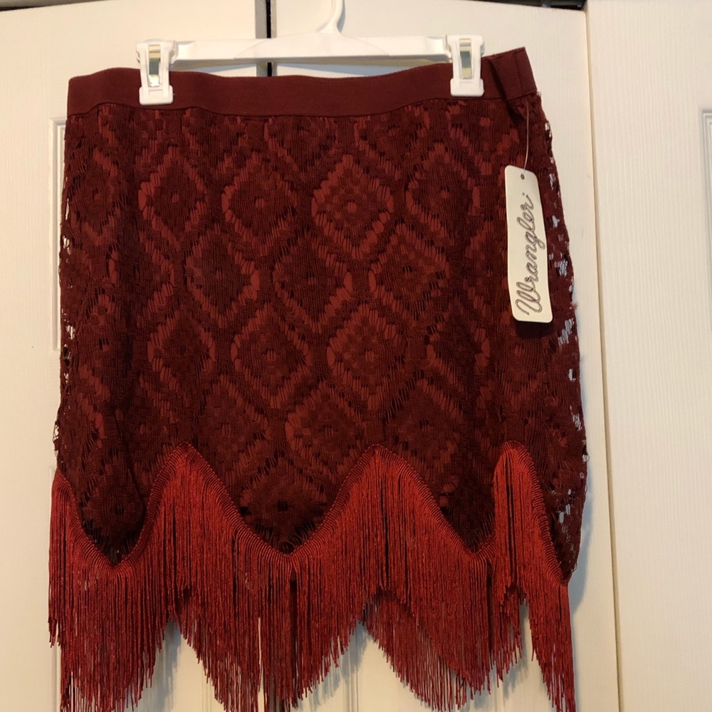 Wrangler red fringe skirt
